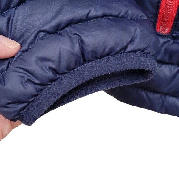 Rab Microlight Alpine Down Jacket Mens Small Navy Blue Hooded Pertex Lightweight - Picture 8 of 11